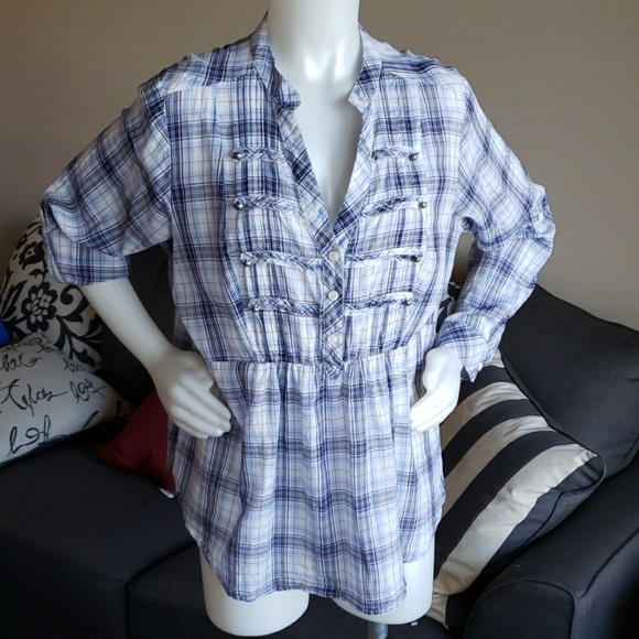 torrid Tops - Torrid plaid ruffled empire top size 1